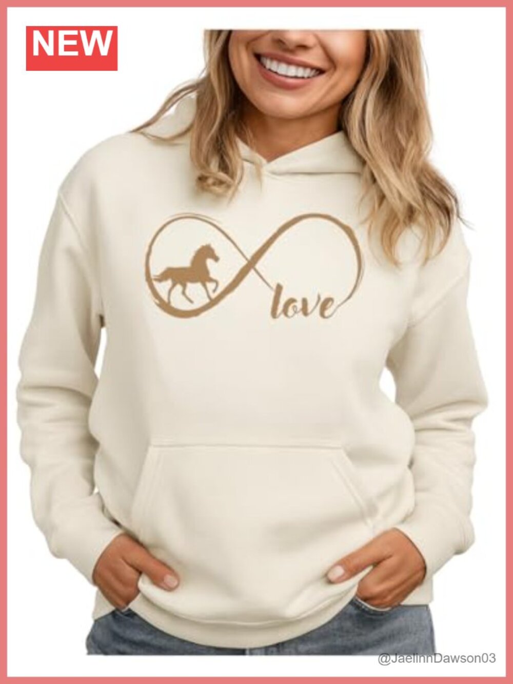Equestrian Infinity Horse Graphic Hoodie Women Teen Girls Casual Pullover